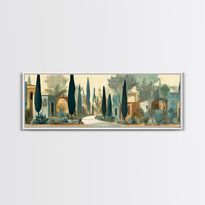 Country Lane Lined Framed Canvas Print, French Country Art, Neutral Decor, Farmhouse Decor, Abstract Art, Country, Wall Art, FCA-3x1-63