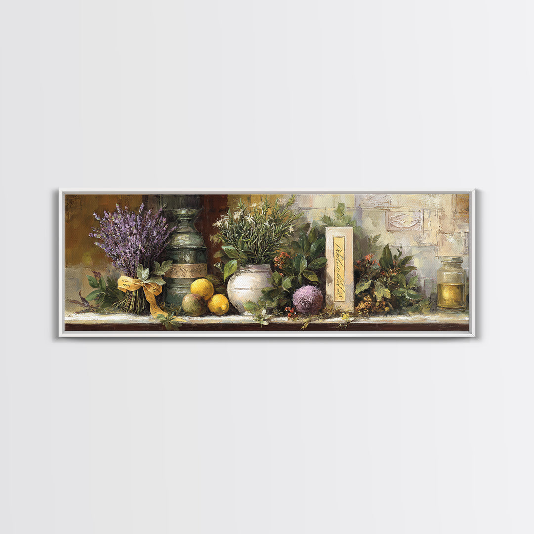 Farmhouse Kitchen Herbs Tied Framed Canvas Print, French Country Art, Digital Wall Art, Farmhouse Decor, Fine Art, Country, FCA-3x1-77