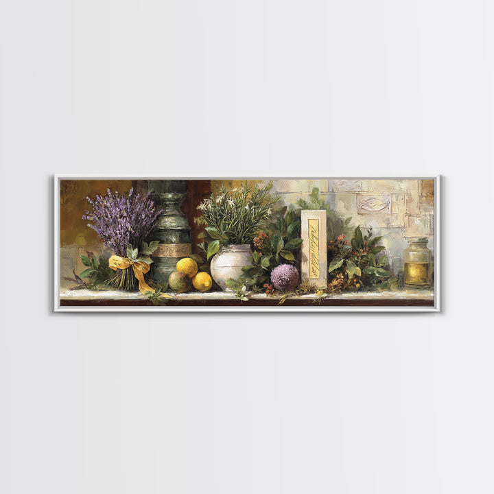 Farmhouse Kitchen Herbs Tied Framed Canvas Print, French Country Art, Digital Wall Art, Farmhouse Decor, Fine Art, Country, FCA-3x1-77
