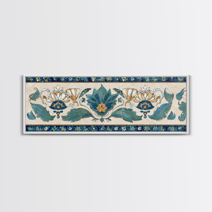 French Script Flourishes Without Readable Text Framed Canvas Print, French Country Art, Digital Art, Farmhouse Decor, Country, FCA-3x1-82