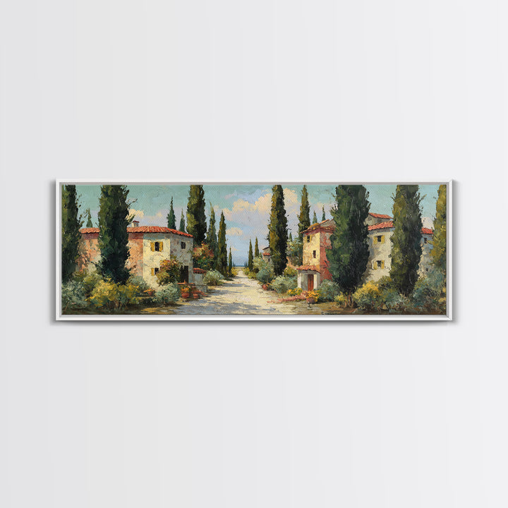 Country Lane Lined Framed Canvas Print, French Country Art, Contemporary Art, Farmhouse Decor, Abstract Art, Country, FCA-3x1-87