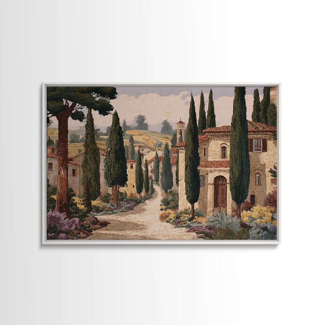Country Lane Lined Framed Canvas Print, French Country Art, Textured Painting, Farmhouse Decor, Country, Home Decor Gift, FCA-3x2-27
