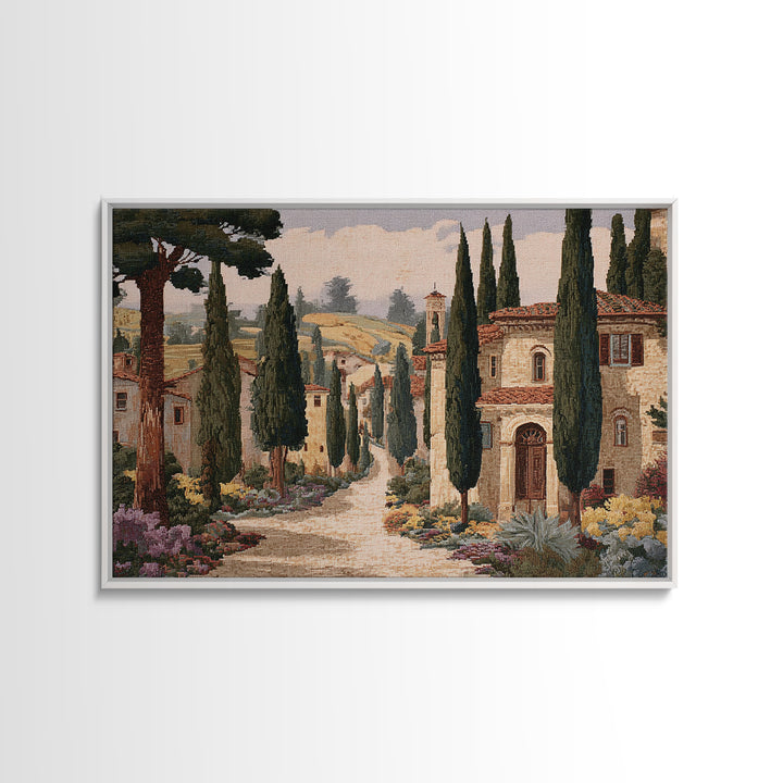 Country Lane Lined Framed Canvas Print, French Country Art, Textured Painting, Farmhouse Decor, Country, Home Decor Gift, FCA-3x2-27