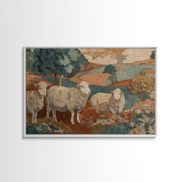 Pastoral Sheep in Rolling Countryside Canvas Print, French Country Art, Digital Prints, Farmhouse Decor, Fine Art, Country, FCA-3x2-42