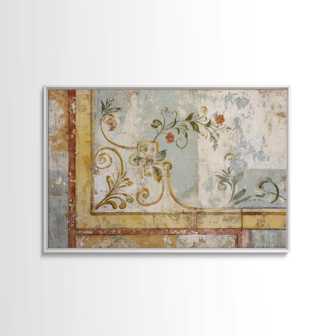 French Script Flourishes Without Readable Text Framed Canvas Print, French Country Art, Digital Art, Farmhouse Decor, Country, FCA-3x2-46