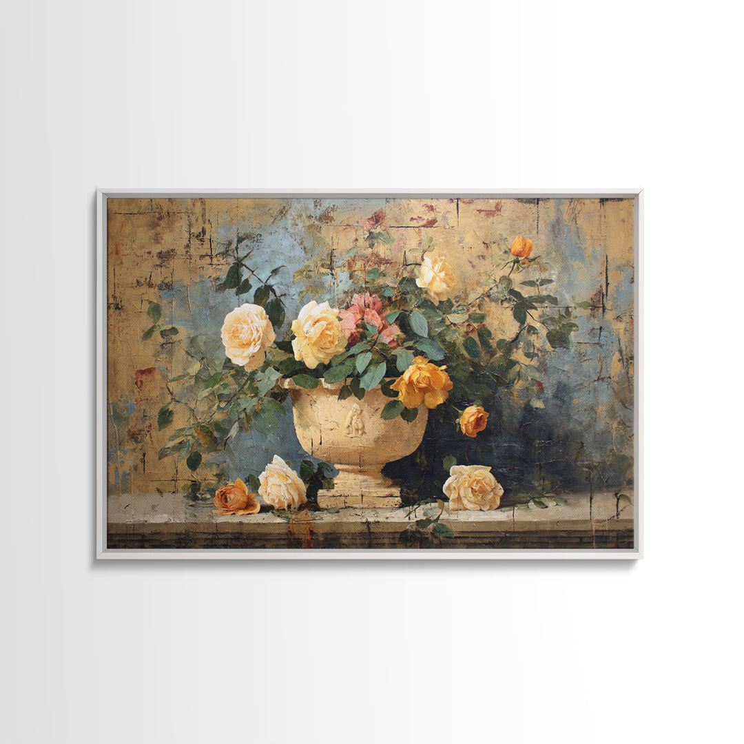 Ch Teau Garden Urn Framed Canvas Print, French Country Art, Digital Art Prints, Farmhouse Decor, Fine Art, Country, Home Decor, FCA-3x2-47