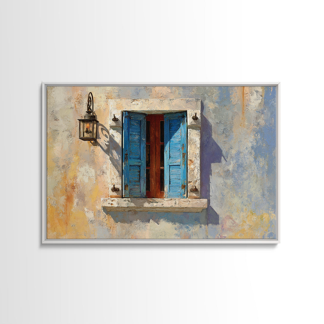 Weathered Window with Blue Shutters Canvas Print, French Country Art, Home Decor Gift, Farmhouse Decor, Fine Art, Country, FCA-3x2-49
