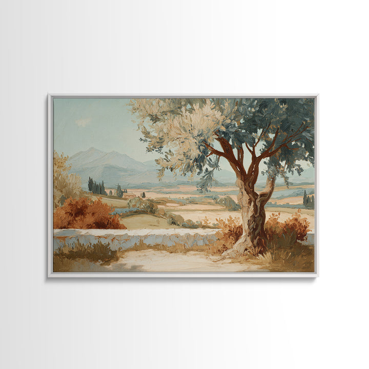 Olive Branch Wreath on Cream Ground Framed Canvas Print, French Country Art, Printable Wall Art, Farmhouse Decor, Country, FCA-3x2-50