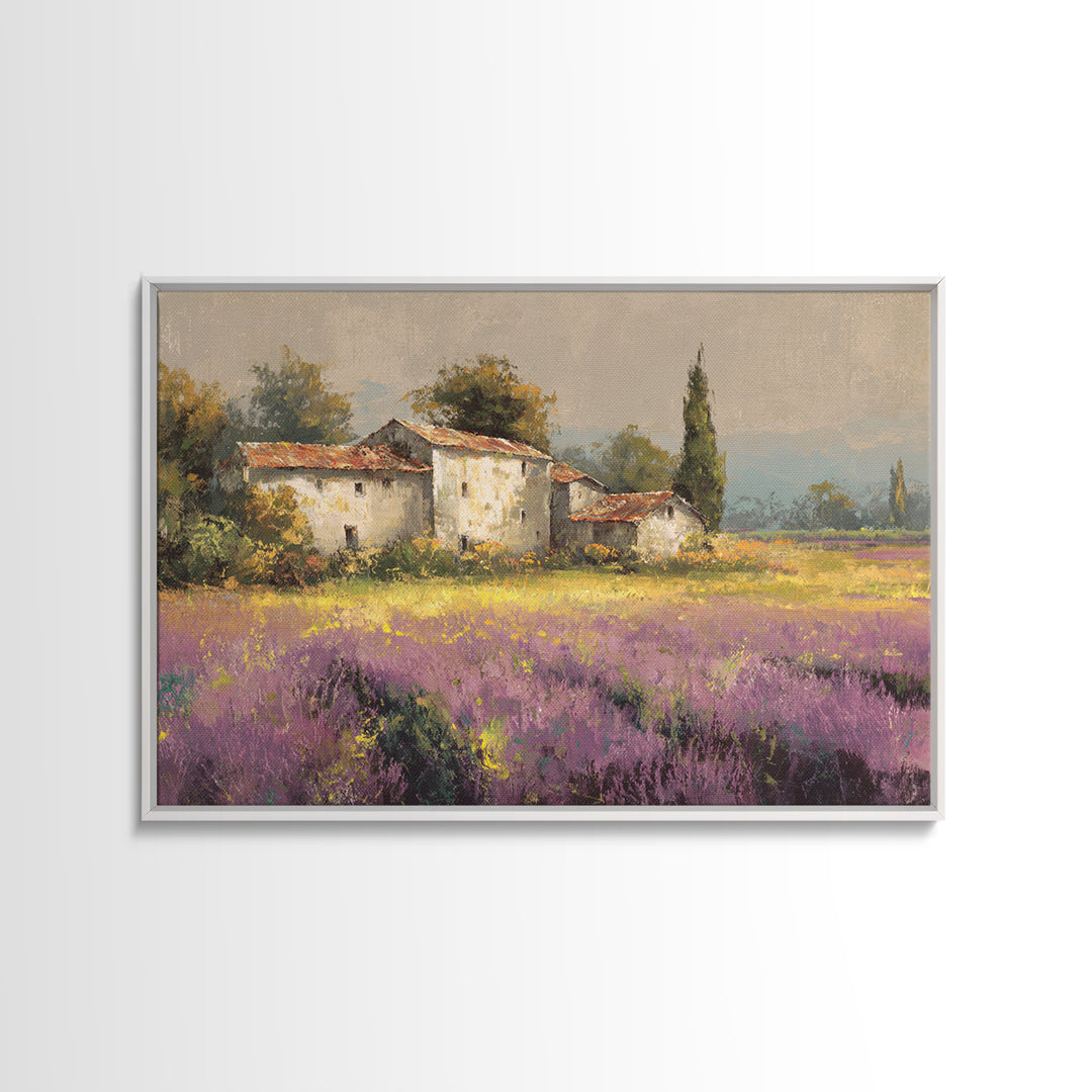 Lavender Field with Distant Stone Farmhouse Canvas Print, French Country Art, Printable Art, Farmhouse Decor, Fine Art, Country, FCA-3x2-53