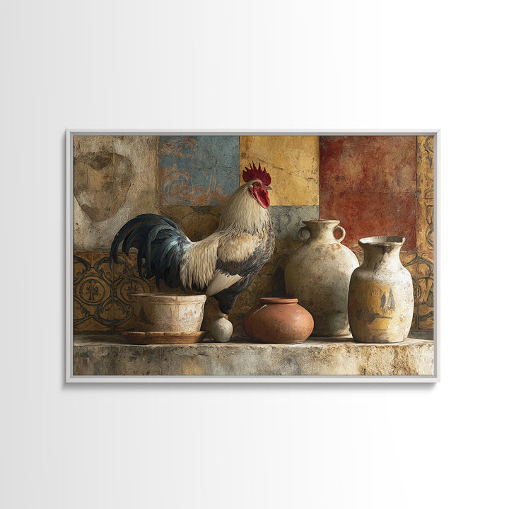 Rooster Portrait in Rustic French Palette Canvas Print, French Country Art, Original Painting, Farmhouse Decor, Country, FCA-3x2-54
