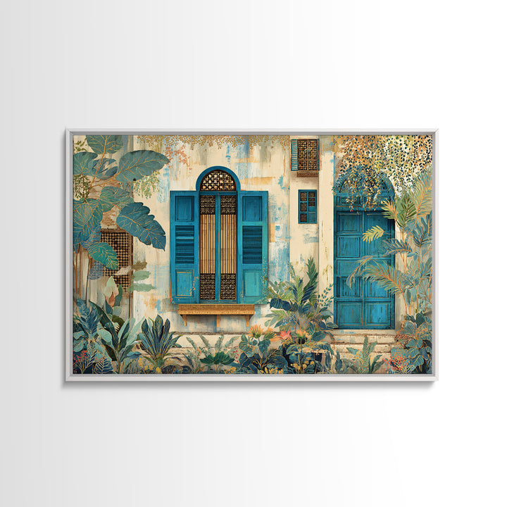 Weathered Window with Blue Shutters Canvas Print, French Country Art, Home Decor Gift, Farmhouse Decor, Fine Art, Country, FCA-3x2-73