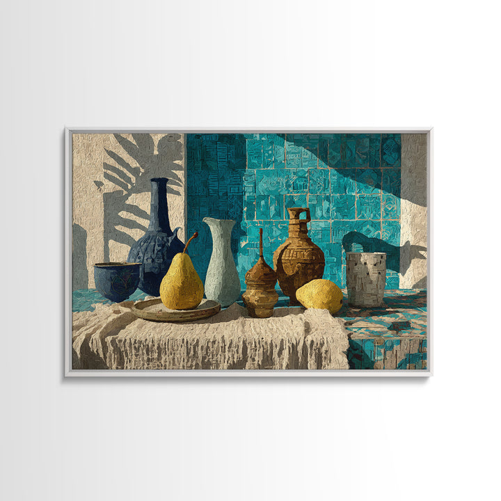 Pear Still Life on Linen Tablecloth Canvas Print, French Country Art, Farmhouse Wall Decor, Farmhouse Decor, Country, FCA-3x2-80