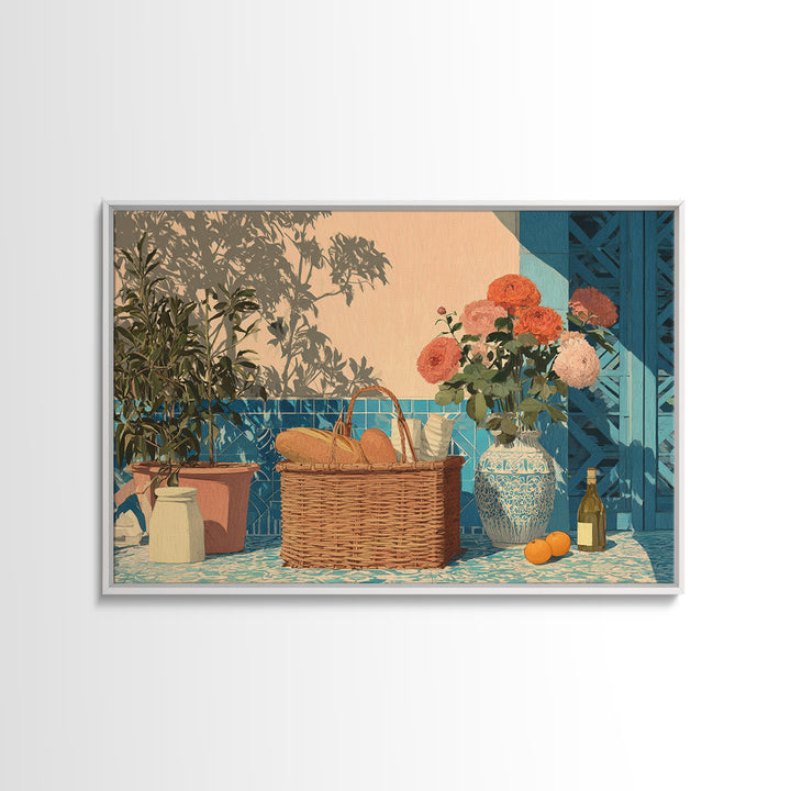 French Market Basket Canvas Print, French Country Art, Landscape Painting, Farmhouse Decor, Oil Painting, Country, FCA-3x2-83