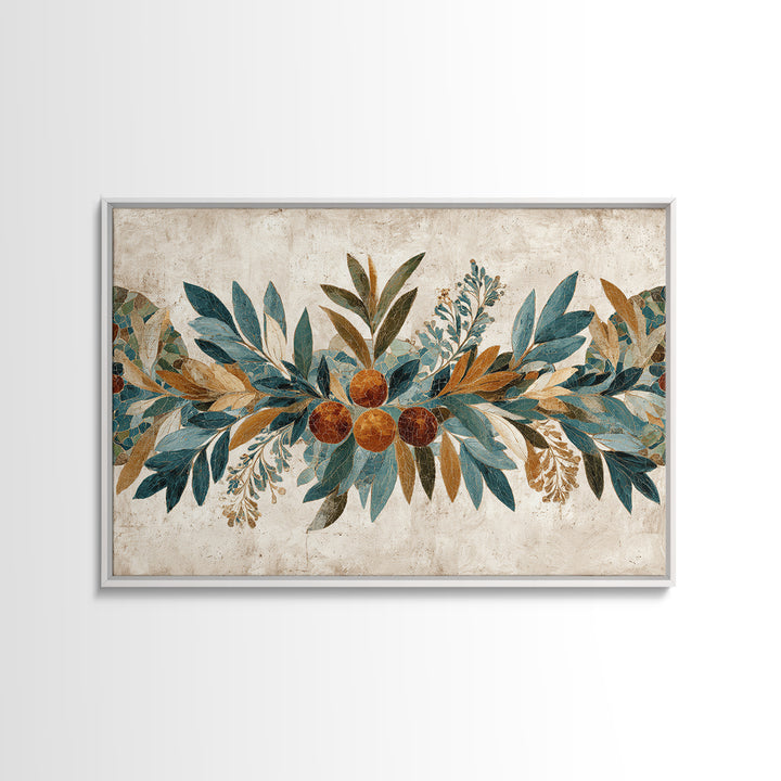 Olive Branch Wreath on Cream Ground Canvas Print, French Country Art, Printable Art, Farmhouse Decor, Oil Painting, Country, FCA-3x2-98