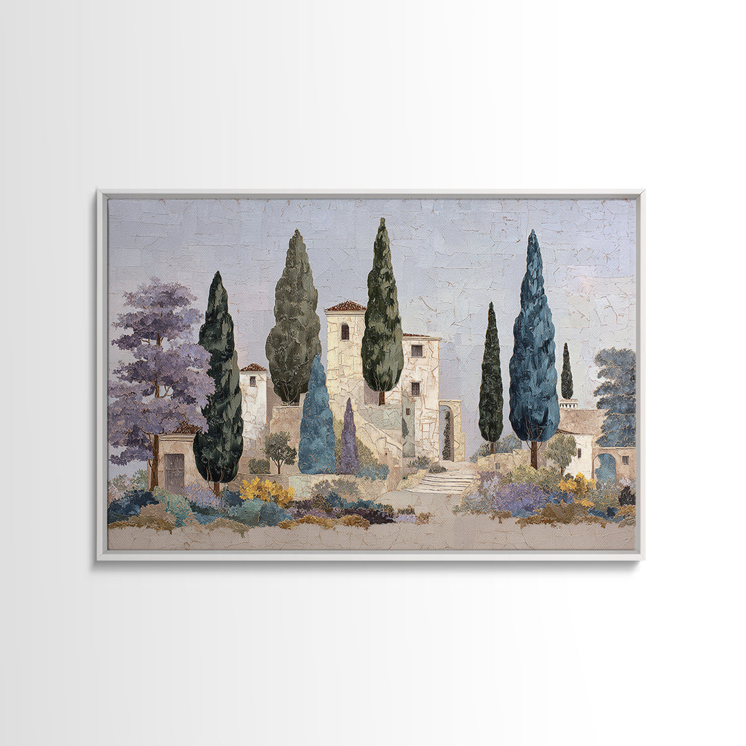 Country Lane Lined Framed Canvas Print, French Country Art, Floral Wall Art, Farmhouse Decor, Abstract Art, Country, FCA-3x2-99