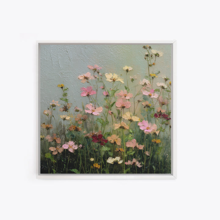Wildflower Meadow in Loose Impressionist Paint Canvas Print, Floral Art, Midcentury Modern, Living Room Decor, Fine Art, Bloom, FLO-1x1-3