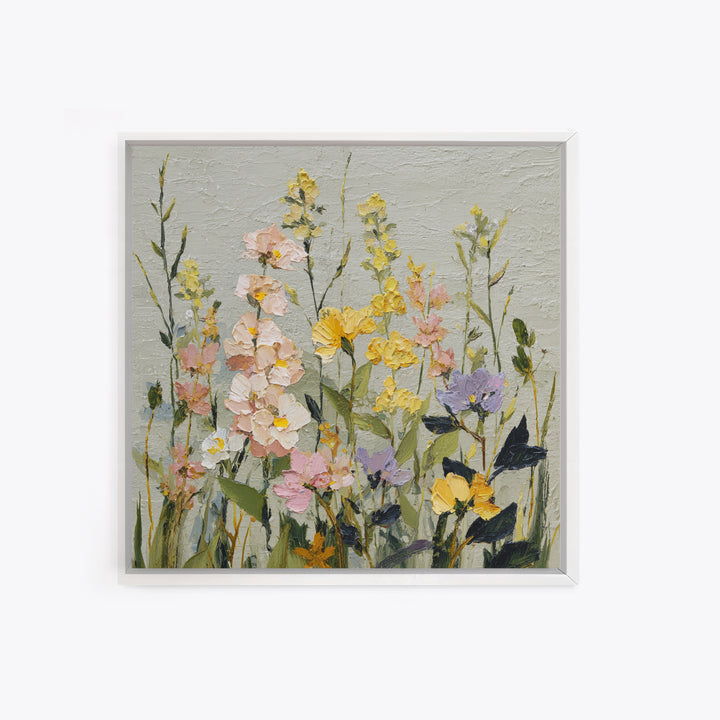 Wildflower Meadow in Loose Impressionist Paint Canvas Print, Floral Art, Art, Living Room Decor, Oil Painting, Bloom, FLO-1x1-99