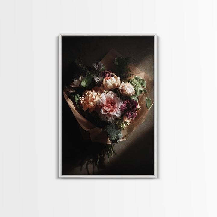 Romantic Bouquet Wrapped Canvas Print, Floral Art, Statement Artwork, Living Room Decor, Fine Art, Bloom, Wall Decor, FLO-2x3-32
