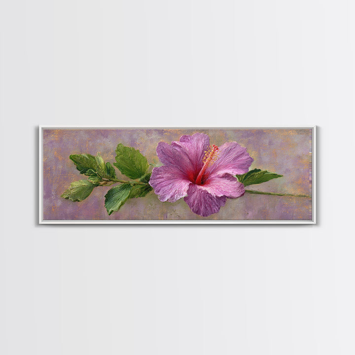 Hibiscus Flower with Tropical Brightness Canvas Print, Floral Art, Neutral Tone Abstract Floral Art, Living Room Decor, Bloom, FLO-3x1-11