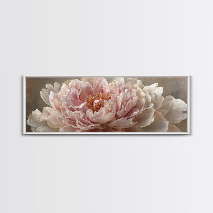 Oversized Blush Peony Canvas Print, Floral Art, Neutral Tone Abstract Floral Art, Living Room Decor, Fine Art, Bloom, FLO-3x1-41