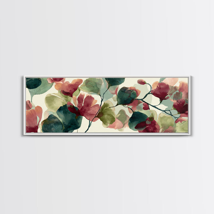 Abstract Flower Forms Framed Canvas Print, Floral Art, Peel Stick Wallpaper, Living Room Decor, Oil Painting, Bloom, FLO-3x1-82