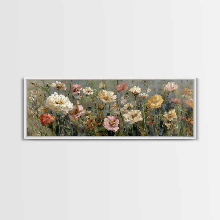 Wildflower Meadow in Loose Impressionist Paint Canvas Print, Floral Art, Art Print, Living Room Decor, Fine Art, Bloom, FLO-3x1-91