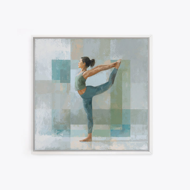 Female Athlete Stretching Framed Canvas Print, Fitness Studio Art, Aesthetic Room Decor, Gym Decor, Fine Art, Motion, FSA-1x1-27