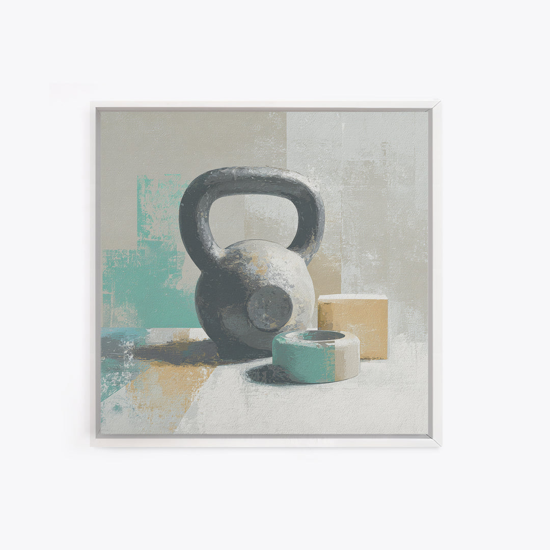 Kettlebell and Chalk Dust Canvas Print, Fitness Studio Art, Home Gym Sign, Gym Decor, Oil Painting, Motion, Motivational Canvas, FSA-1x1-30