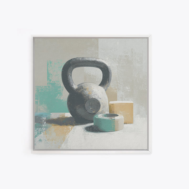 Kettlebell and Chalk Dust Canvas Print, Fitness Studio Art, Home Gym Sign, Gym Decor, Oil Painting, Motion, Motivational Canvas, FSA-1x1-30