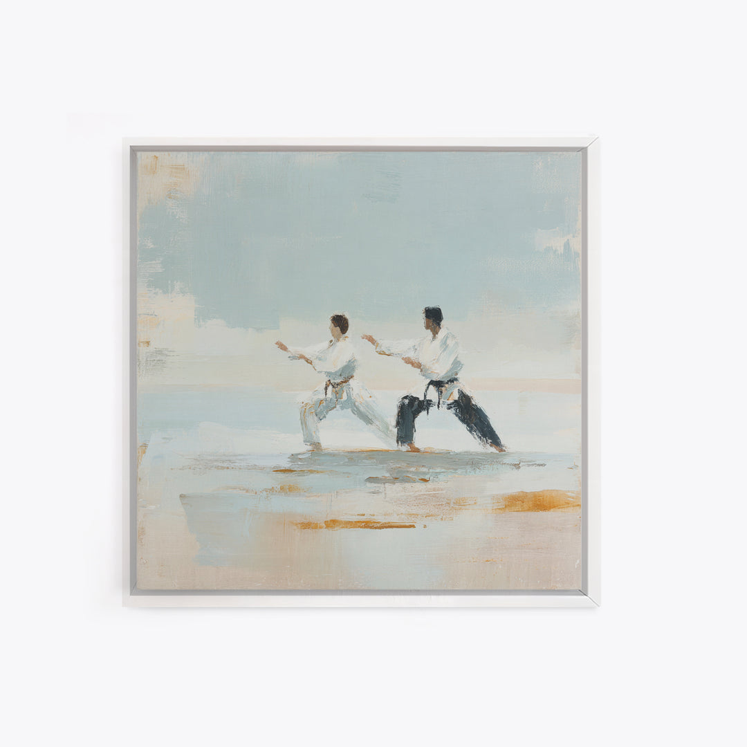 Martial Artist Pose Framed Canvas Print, Fitness Studio Art, Home Gym Decor, Gym Decor, Oil Painting, Motion, Home Gym Wall Art, FSA-1x1-43