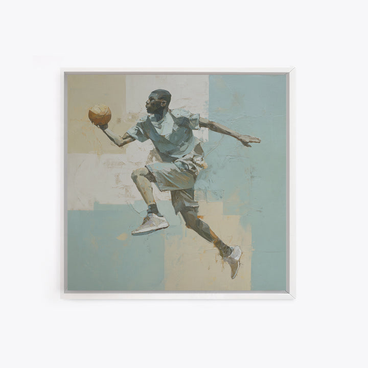 Basketball Player in Explosive Motion Framed Canvas Print, Fitness Studio Art, Home Gym Decor, Gym Decor, Fine Art, Motion, FSA-1x1-46