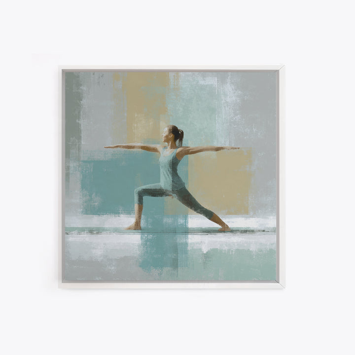Yoga Warrior Pose Canvas Print, Fitness Studio Art, Pilates Poster, Gym Decor, Fine Art, Motion, Statement Artwork, Boho Decor, FSA-1x1-55