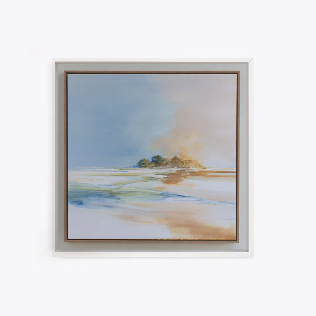 Tropical Trail Hike Landscape for Wellness Mood Framed Canvas Print, Fitness Studio Art, Dance Studio Decor, Gym Decor, Motion, FSA-1x1-93