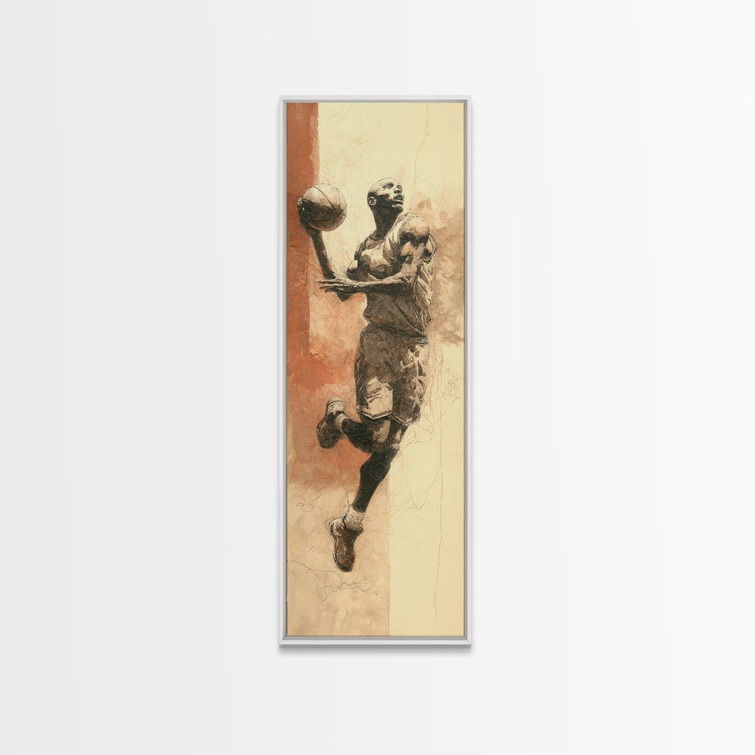 Basketball Player in Explosive Motion Canvas Print, Fitness Studio Art, Black and White Art, Gym Decor, Fine Art, Motion, FSA-1x3-10