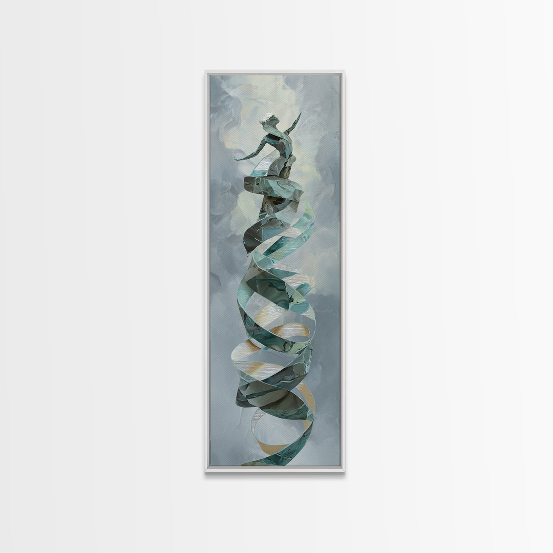 Gymnast Ribbon Forming a Spiral Composition Canvas Print, Fitness Studio Art, Printable Art, Gym Decor, Fine Art, Motion, FSA-1x3-11