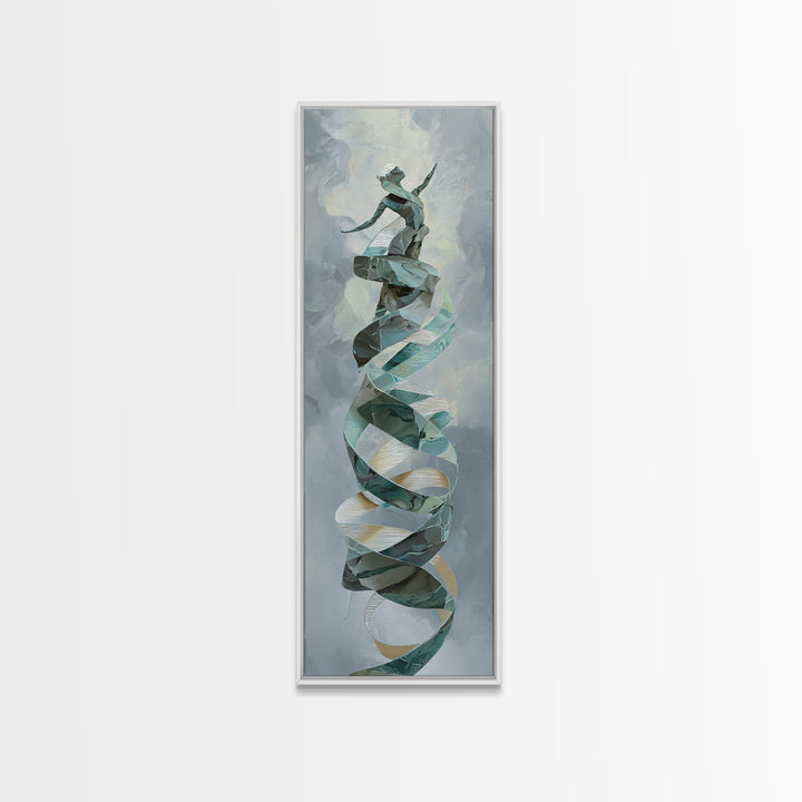 Gymnast Ribbon Forming a Spiral Composition Canvas Print, Fitness Studio Art, Printable Art, Gym Decor, Fine Art, Motion, FSA-1x3-11