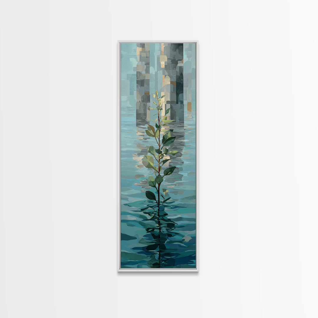 Rowing Oars Cutting Through Blue Water Framed Canvas Print, Fitness Studio Art, Physical Therapy Art, Gym Decor, Motion, FSA-1x3-24
