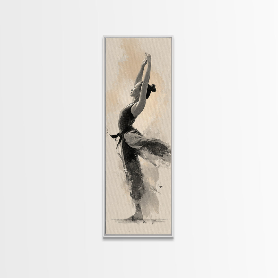 Martial Artist Pose Framed Canvas Print, Fitness Studio Art, Room Decor, Gym Decor, Fine Art, Motion, Motivational Poster, FSA-1x3-79