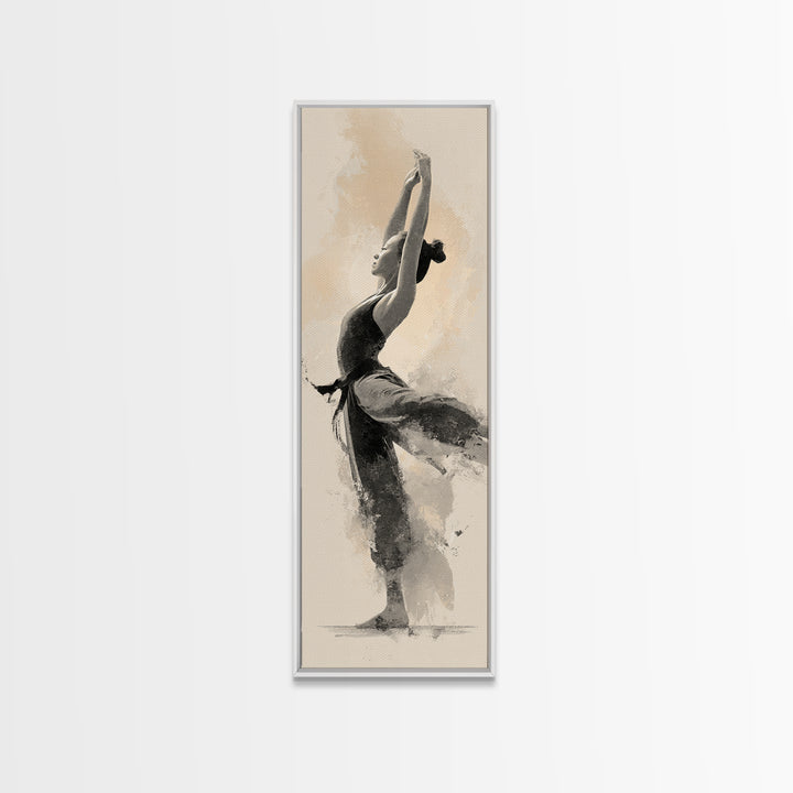 Martial Artist Pose Framed Canvas Print, Fitness Studio Art, Room Decor, Gym Decor, Fine Art, Motion, Motivational Poster, FSA-1x3-79