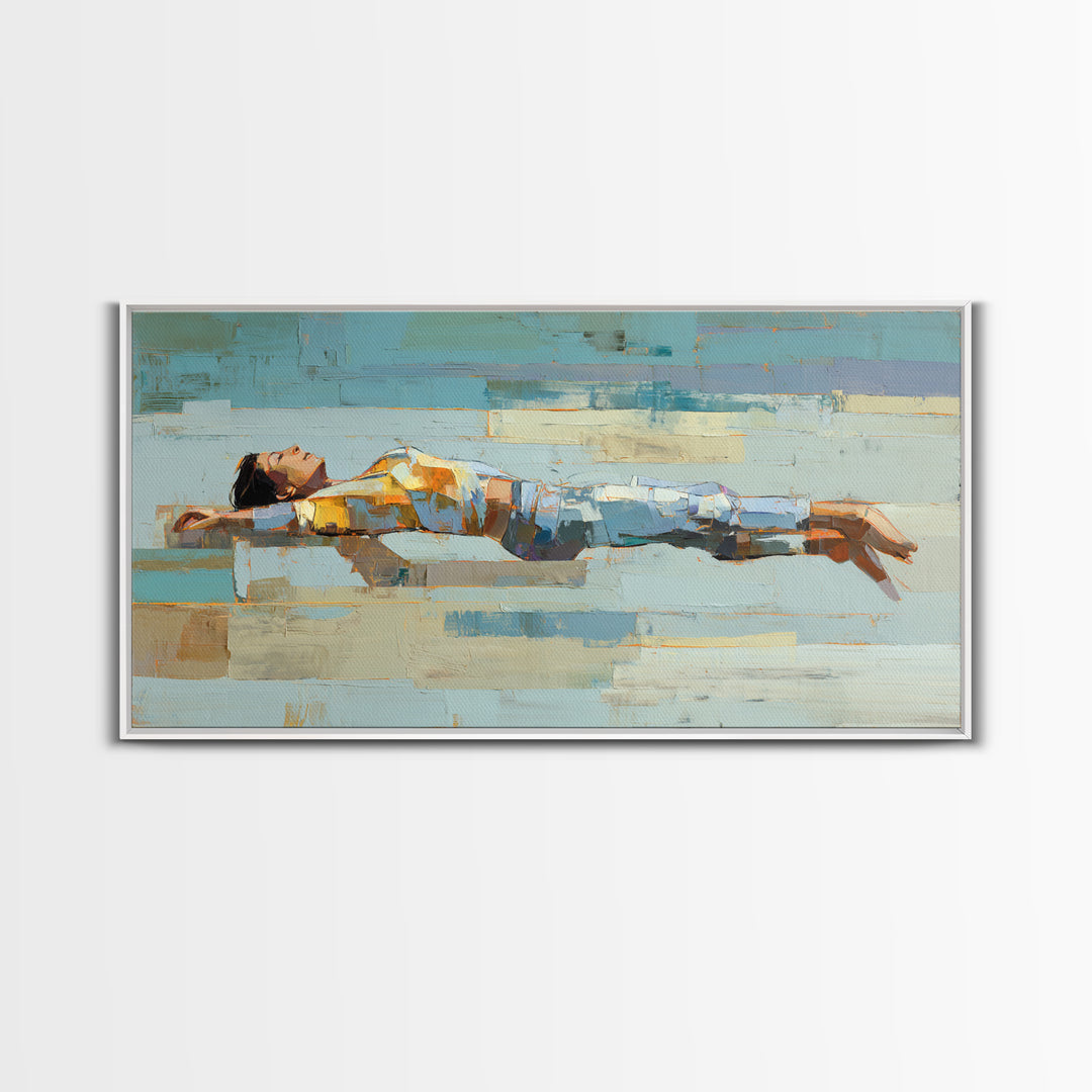 Cycling Figure in Bold Speed Lines Framed Canvas Print, Fitness Studio Art, Dancing Wall Art, Gym Decor, Fine Art, Motion, FSA-2x1-100