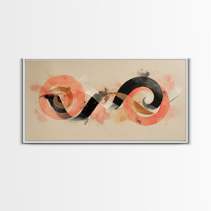 Gymnast Ribbon Forming a Spiral Composition Framed Canvas Print, Fitness Studio Art, Gym Poster, Gym Decor, Fine Art, Motion, FSA-2x1-19