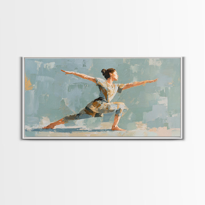 Yoga Warrior Pose Framed Canvas Print, Fitness Studio Art, Fitness, Gym Decor, Motion, Dancing Wall Art, Fitness Motivation, FSA-2x1-3