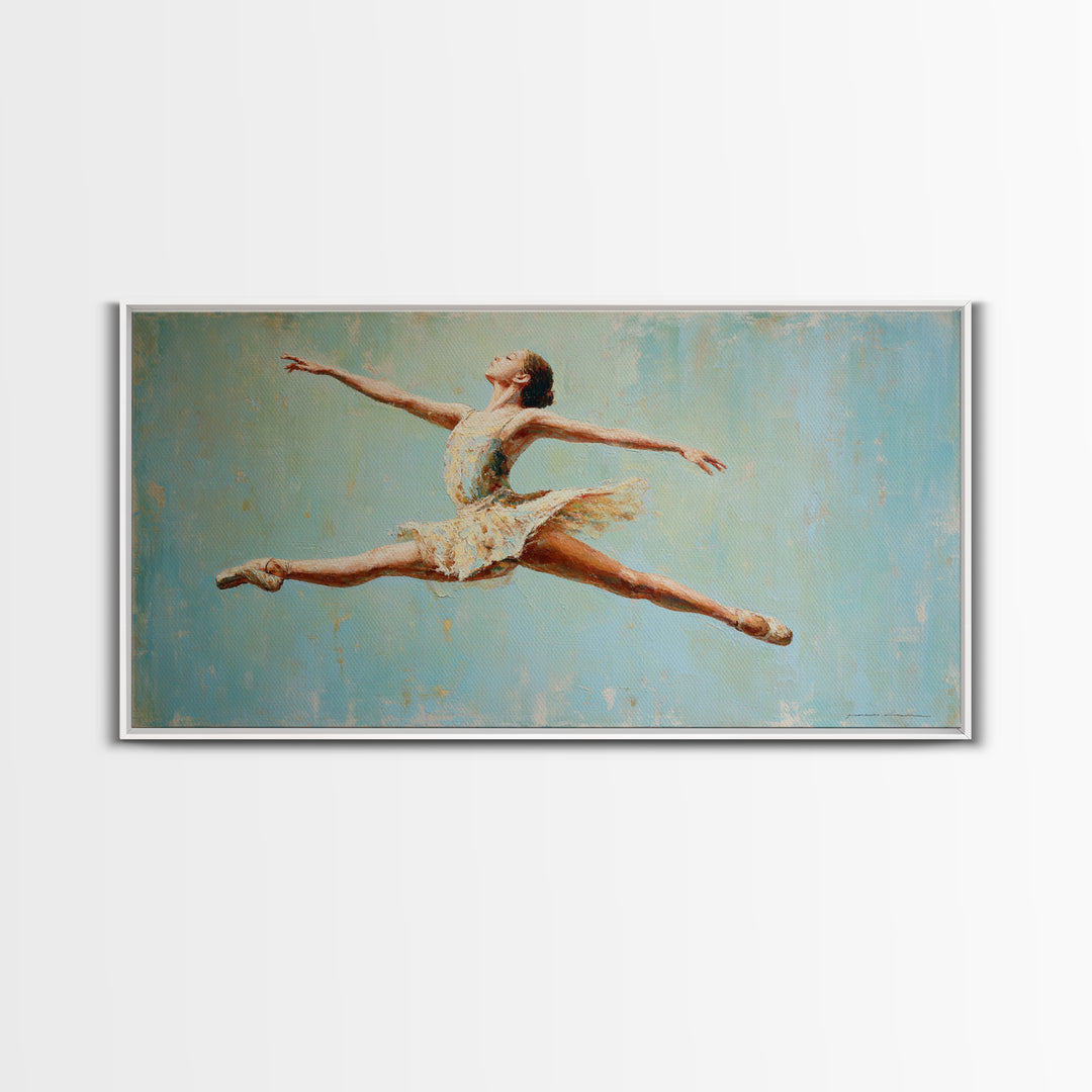 Dancer Leap with Painterly Energy Canvas Print, Fitness Studio Art, Metal Wall Art, Gym Decor, Fine Art, Motion, Home Gym Decor, FSA-2x1-31