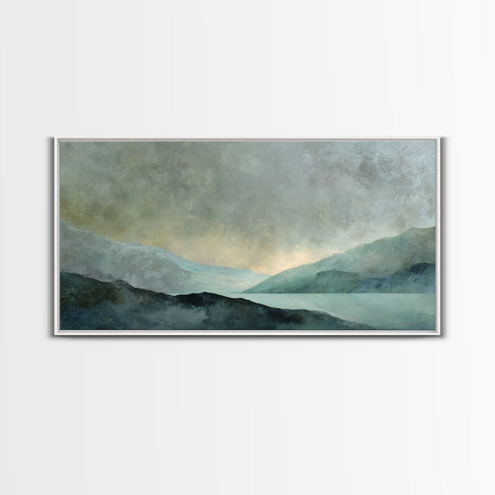 Sunrise over Mountains as Endurance Metaphor Framed Canvas Print, Fitness Studio Art, Aesthetic Room Decor, Gym Decor, Motion, FSA-2x1-92