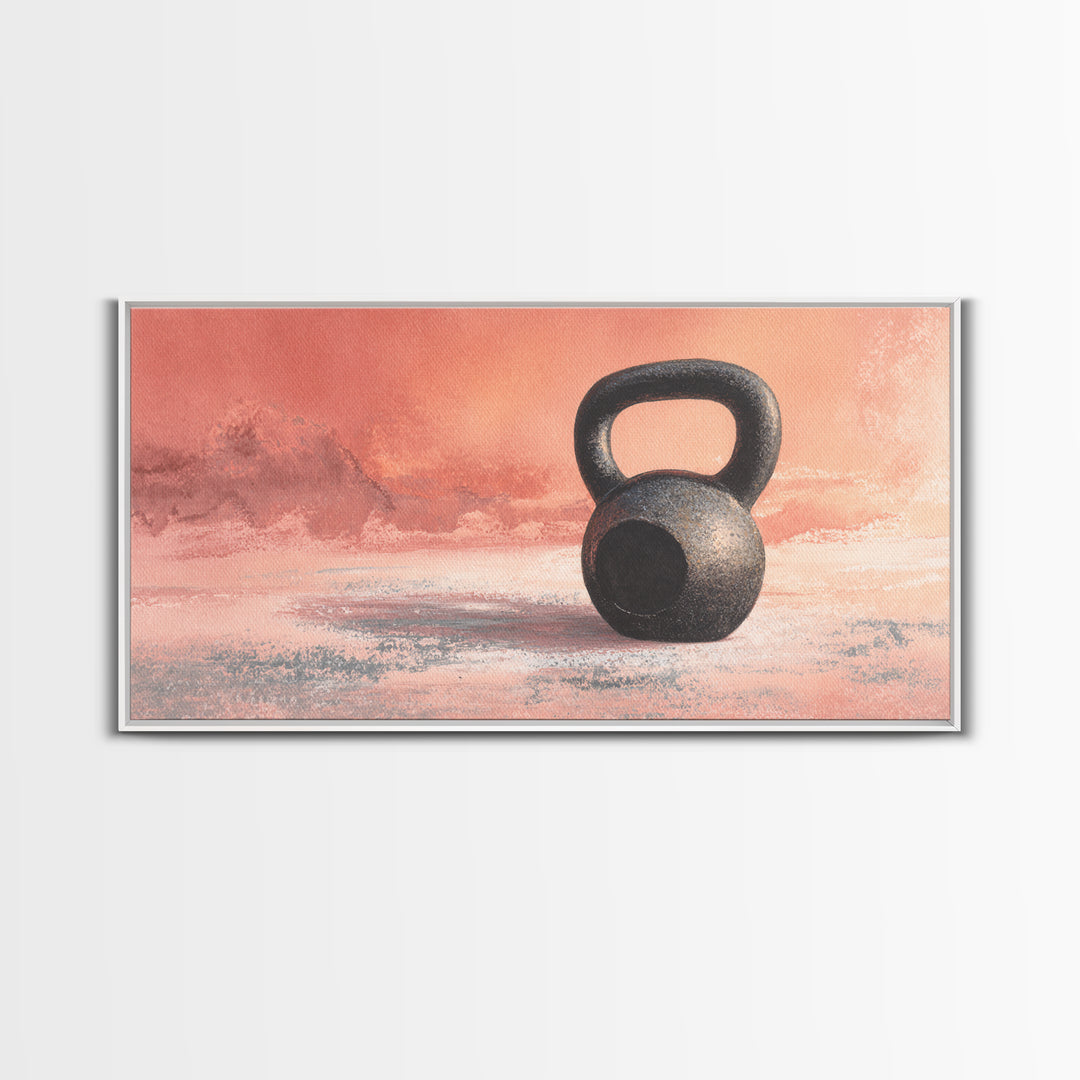 Kettlebell and Chalk Dust Canvas Print, Fitness Studio Art, Art Print, Gym Decor, Watercolor Art, Motion, Motivational Poster, FSA-2x1-98