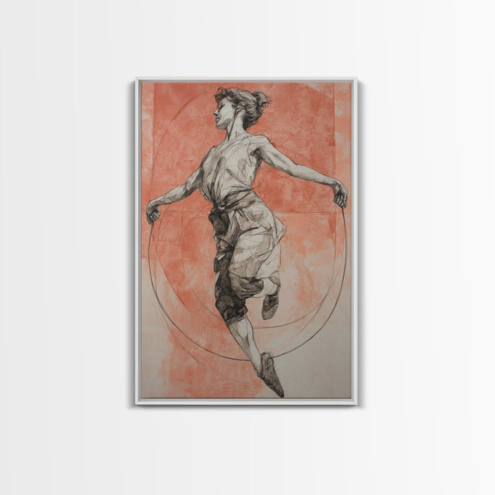 Jump Rope Movement Captured as Curved Lines Canvas Print, Fitness Studio Art, Motivational Canvas, Gym Decor, Motion, FSA-2x3-42