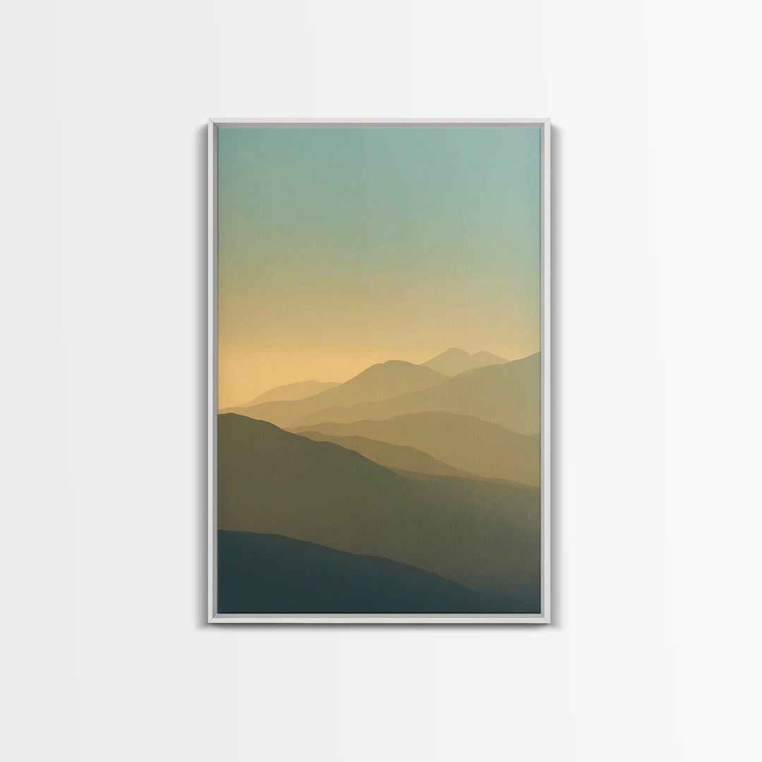 Sunrise over Mountains as Endurance Metaphor Framed Canvas Print, Fitness Studio Art, Gym Decor, Fine Art, Motion, Gym Wall Art, FSA-2x3-56