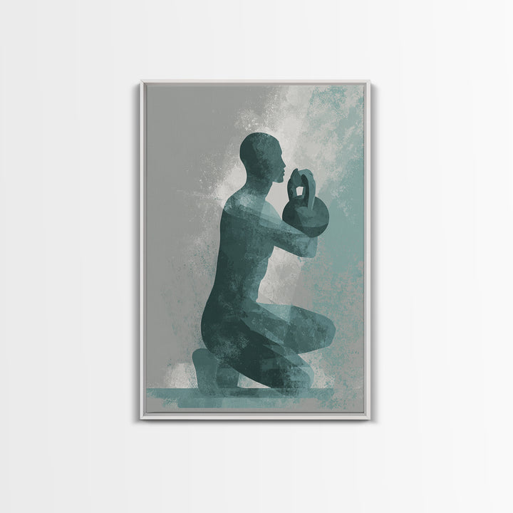 Kettlebell and Chalk Dust Canvas Print, Fitness Studio Art, Art Print, Gym Decor, Abstract Art, Motion, Motivational Poster, FSA-2x3-62