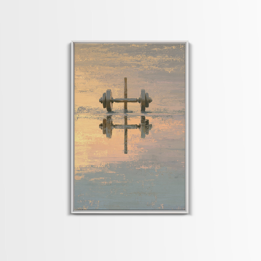 Barbell Plate Study Canvas Print, Fitness Studio Art, Pilates Poster, Gym Decor, Oil Painting, Motion, Statement Artwork, FSA-2x3-72