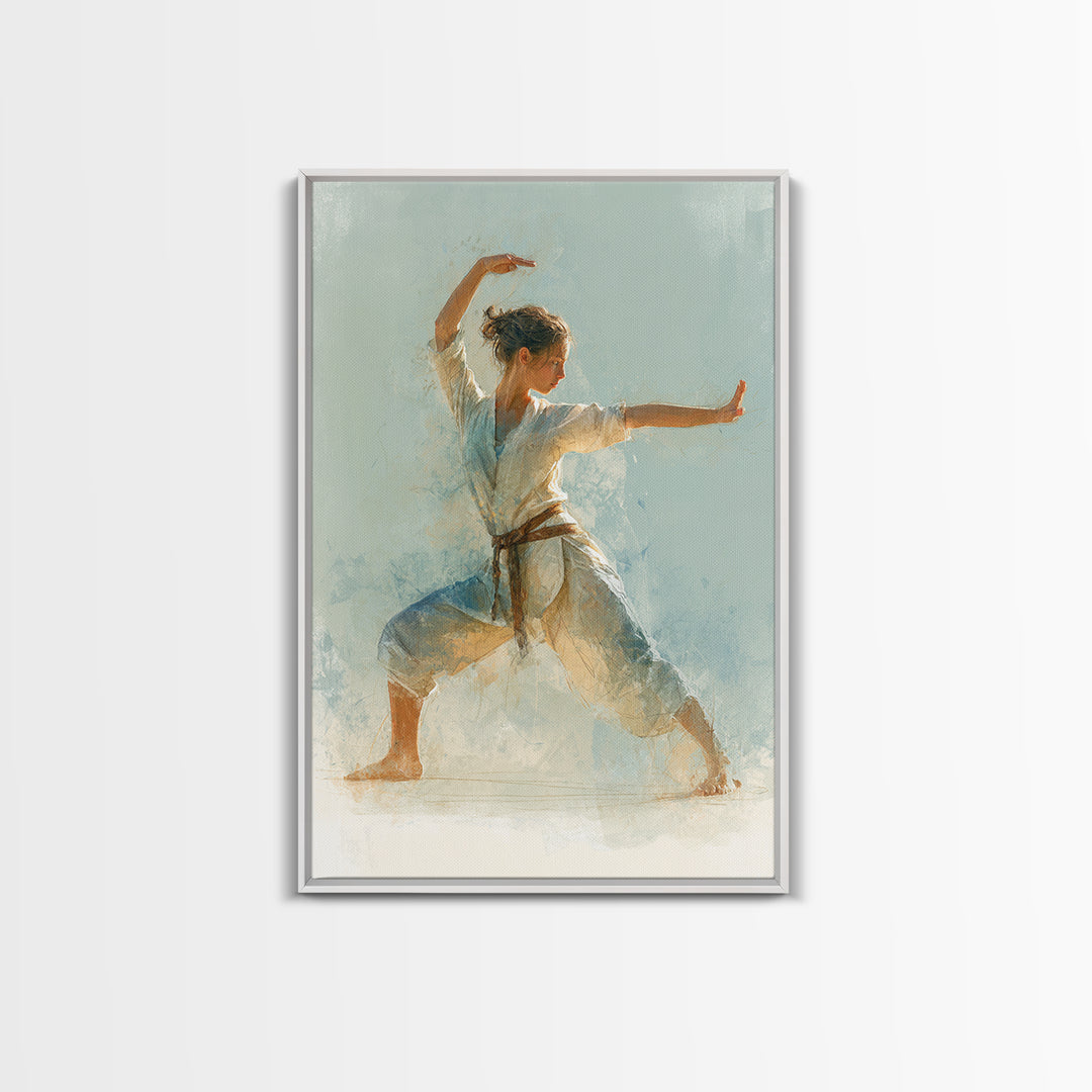 Martial Artist Pose Framed Canvas Print, Fitness Studio Art, Motivational Canvas, Gym Decor, Fine Art, Motion, FSA-2x3-75